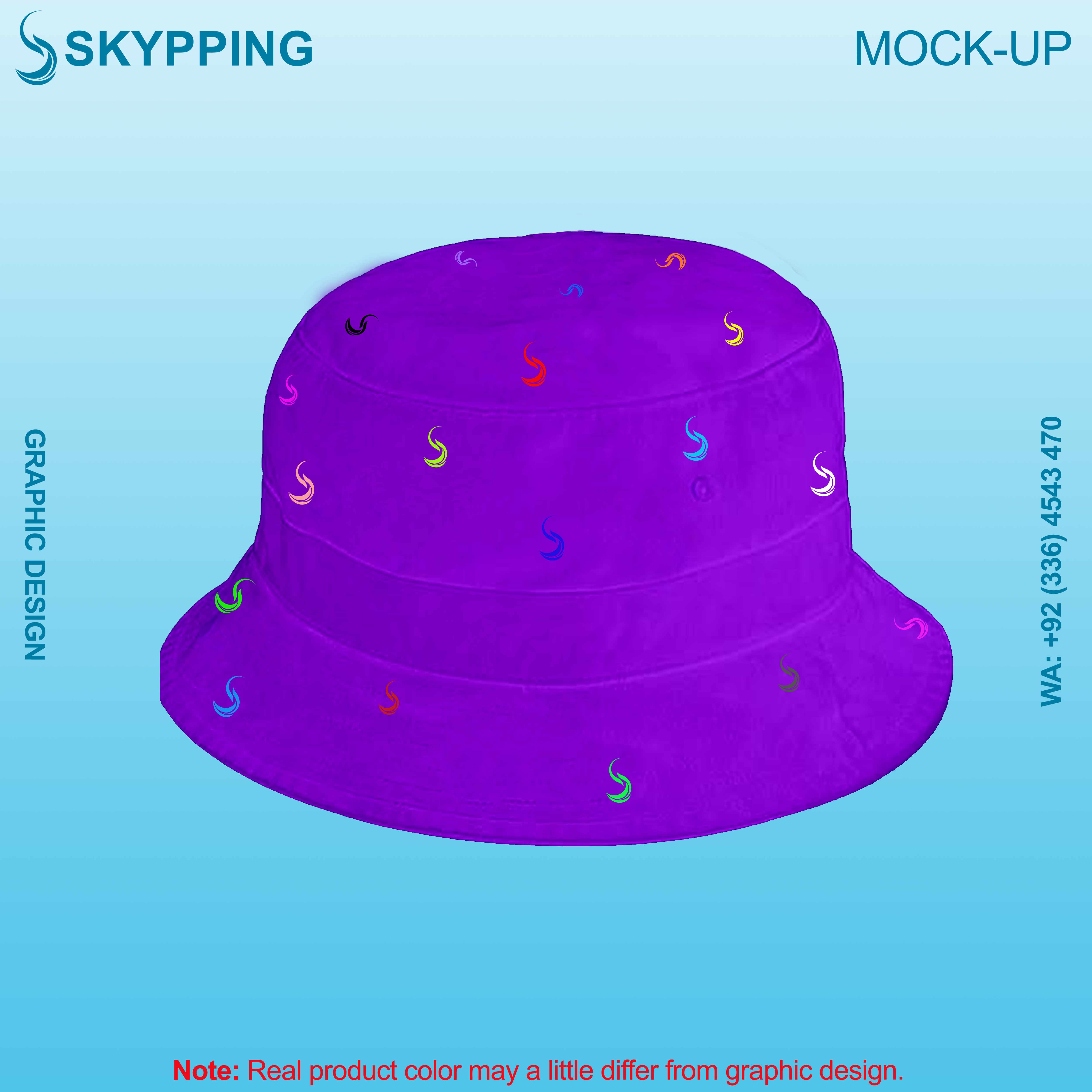 Bucket Hat - Boonie Hat with multiple colored logo in embroidery with denim fabric